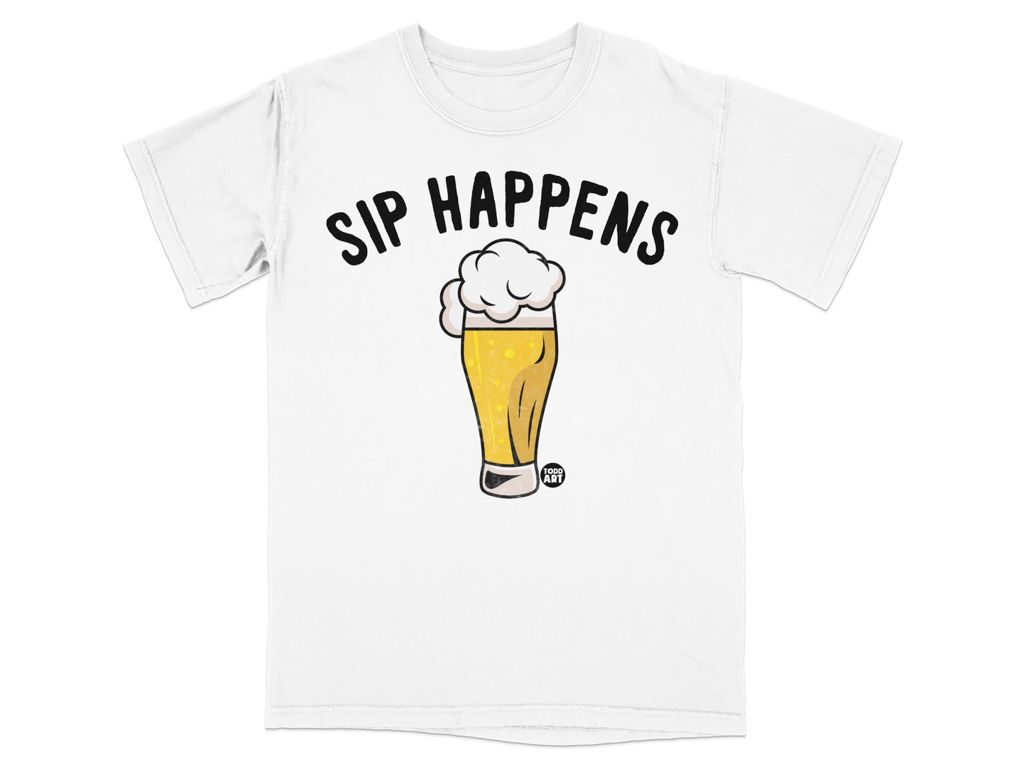 Sip Happens Beer Theme Graphic Tee Shirt