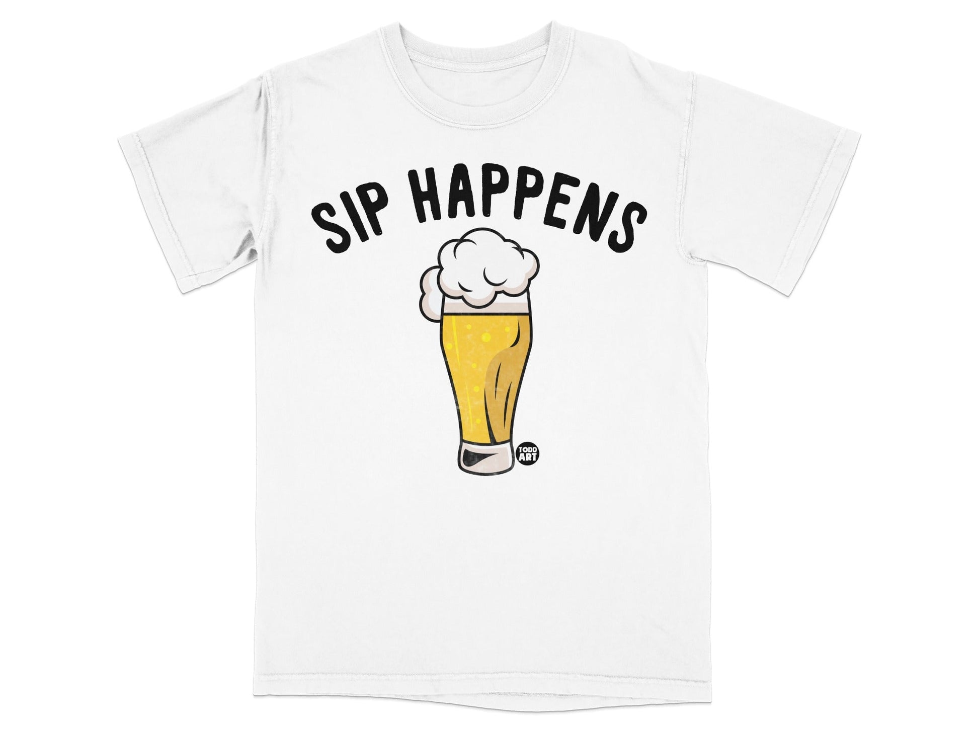 Sip Happens Beer Theme Graphic Tee Shirt