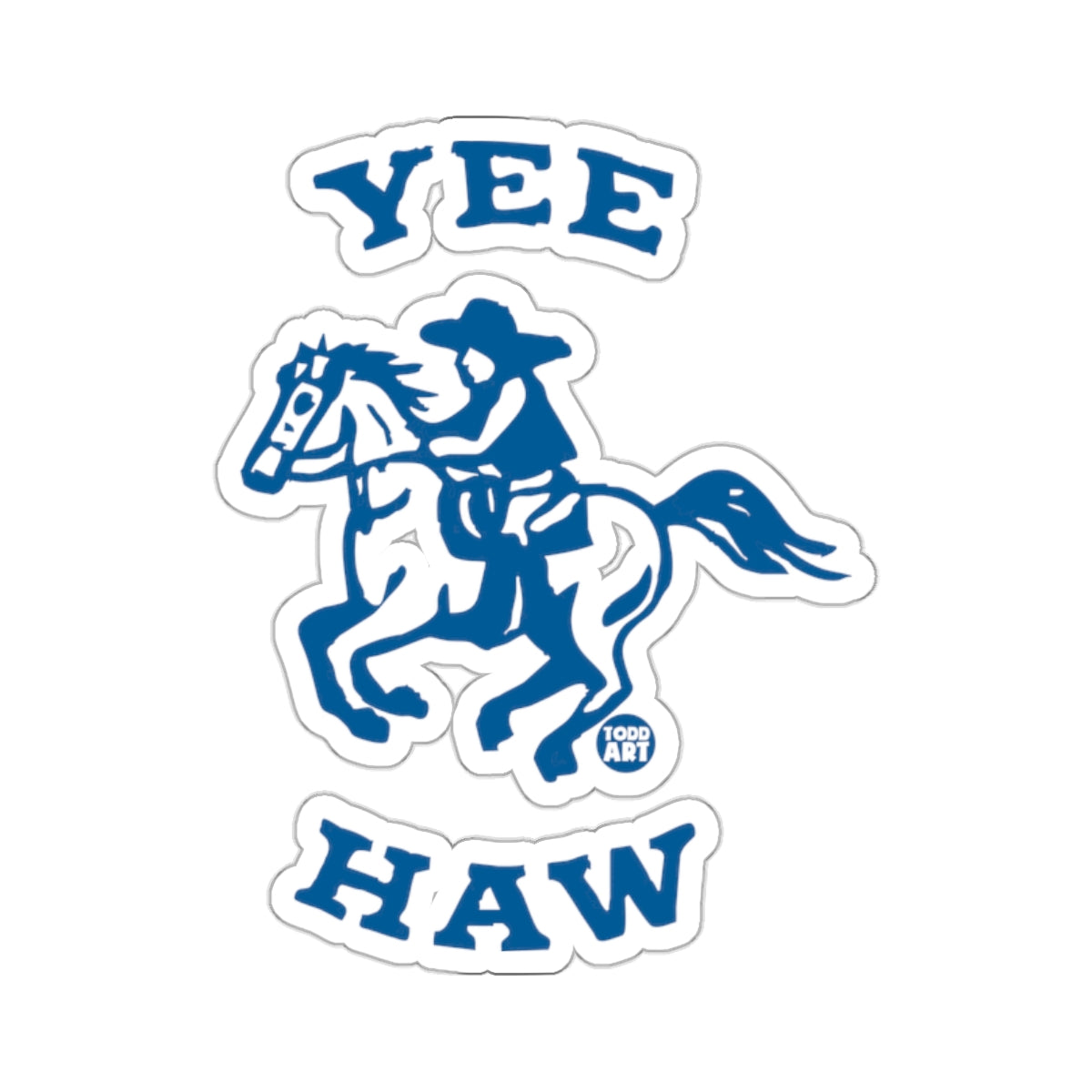 YEE HAW Cowboy Horse Blue Western Sticker 