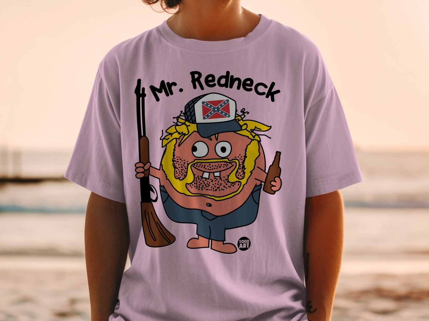 Funny Cartoon Mr Redneck Todd Art Graphic T-shirt