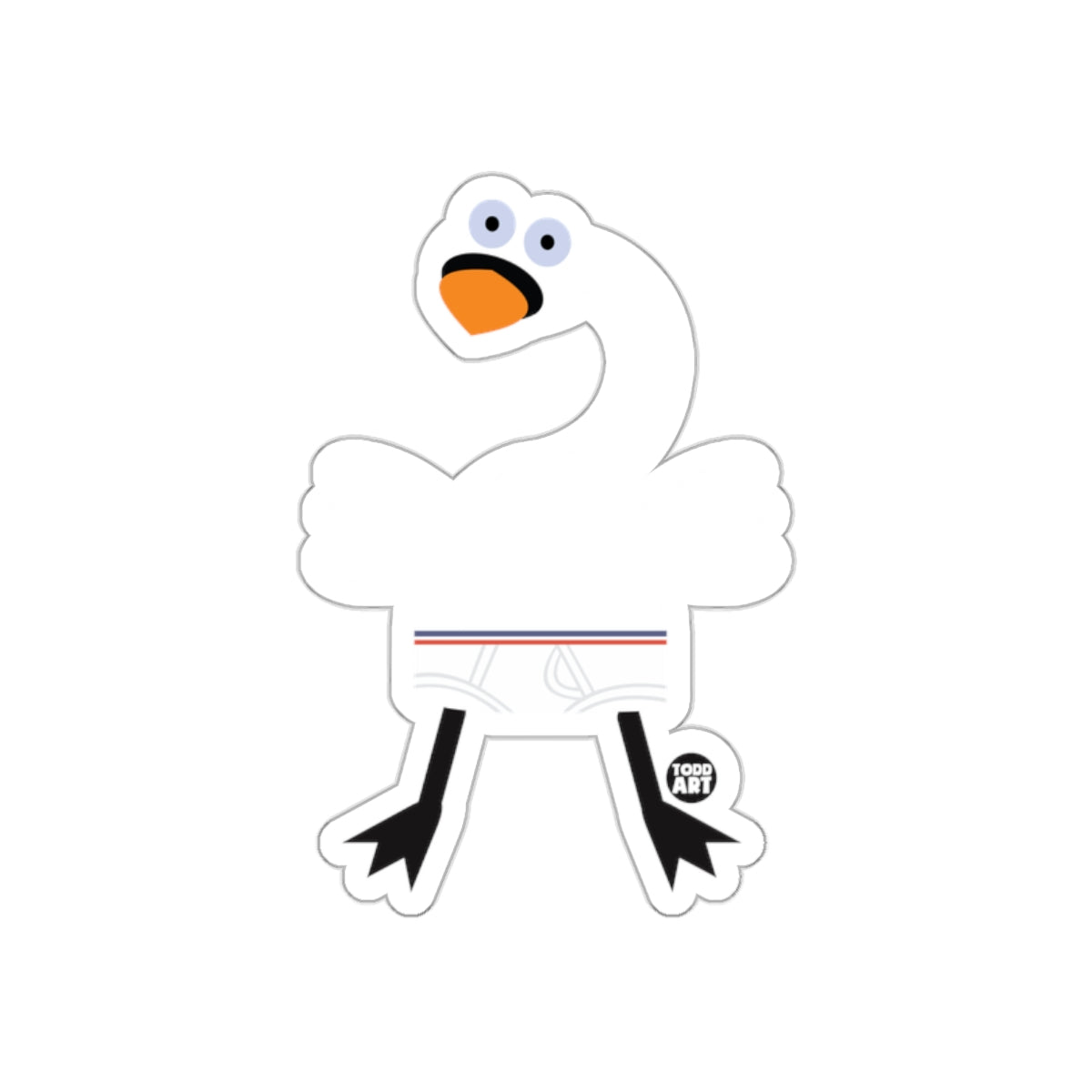Funny Cartoon White Goose with Large Eyes Sticker
