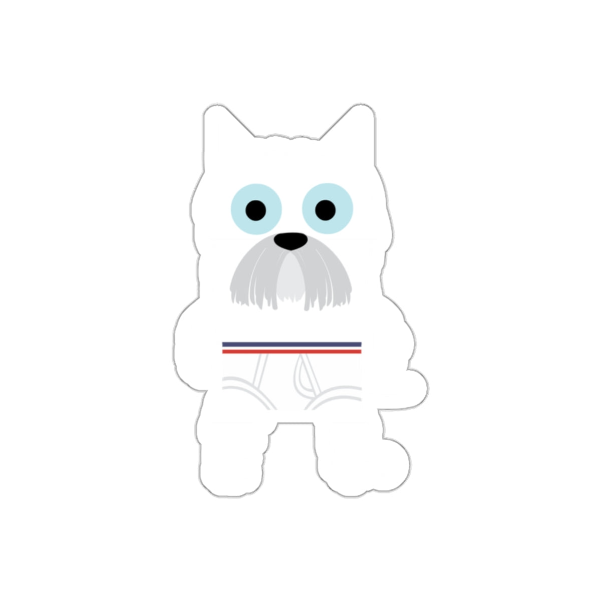 Cute White Dog with Blue Eyes Sticker Toy