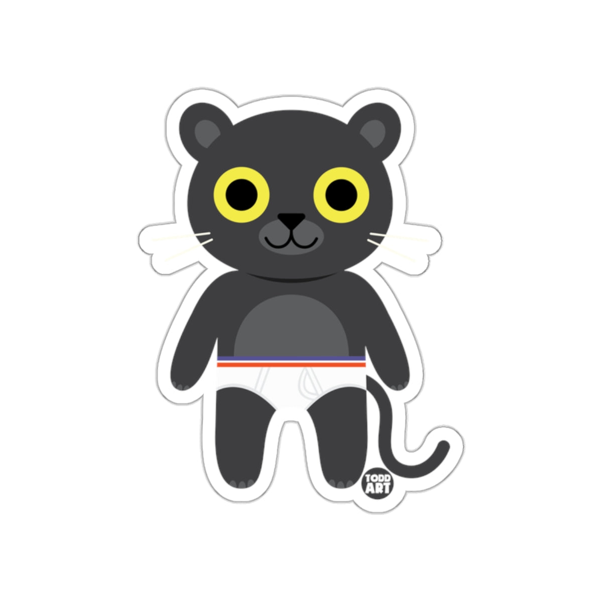Cute Black Panther Art Sticker with Yellow Eyes