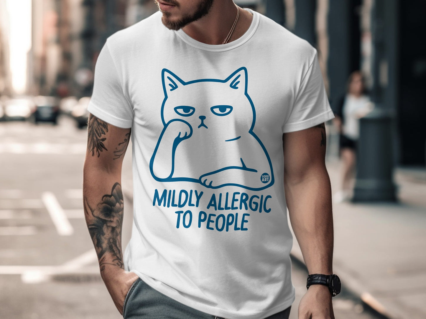 Mildly Allergic To People Shirt with Cat Design