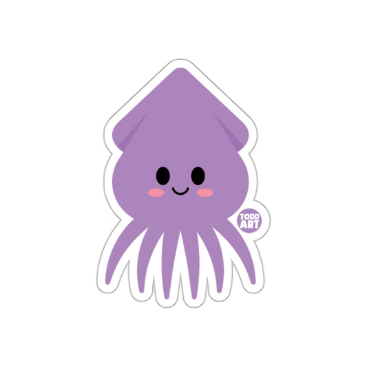Cute Smiling Purple Squid Character Sticker Decal