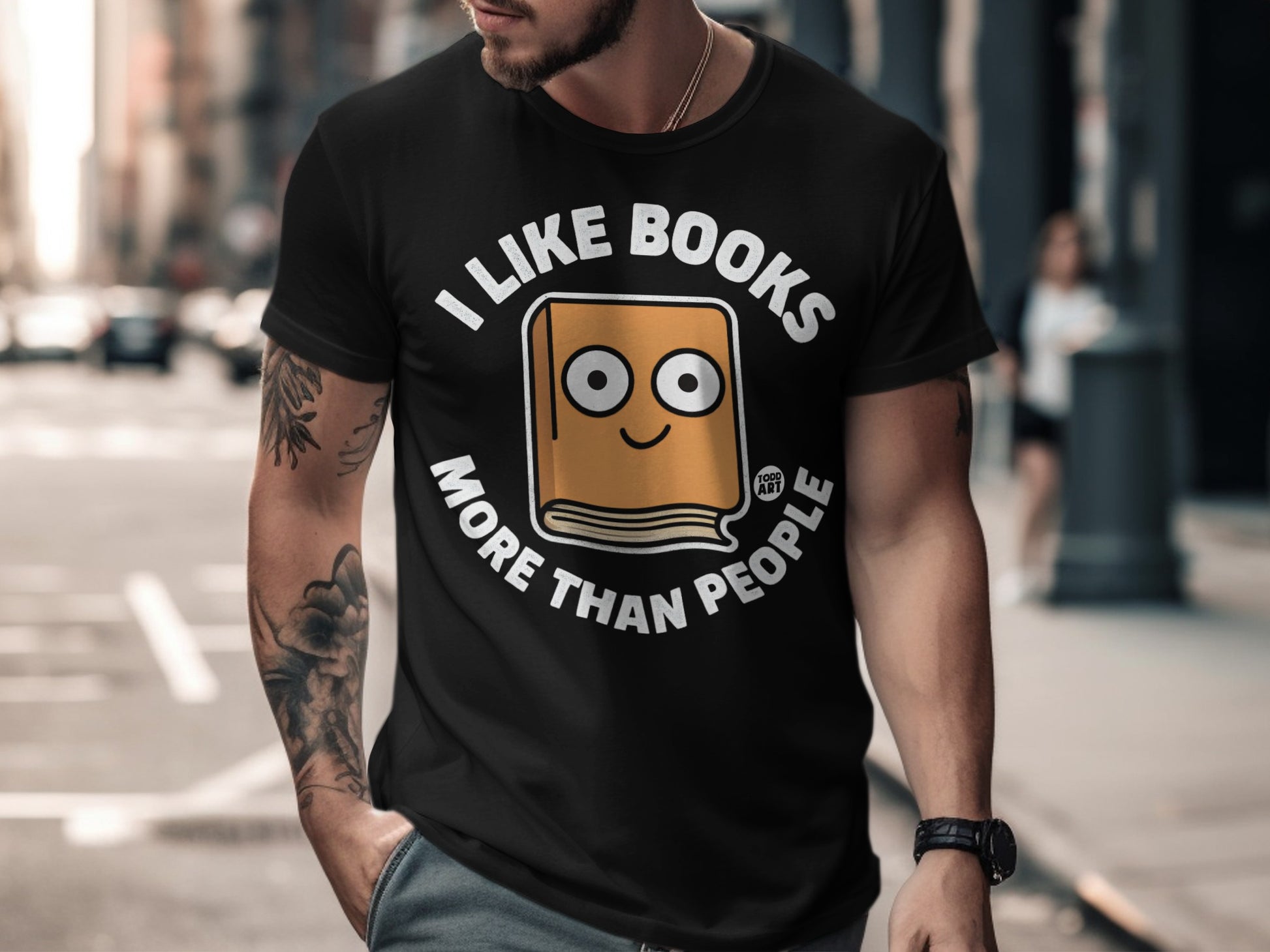 I Like Books More Than People Funny Graphic T-shirt