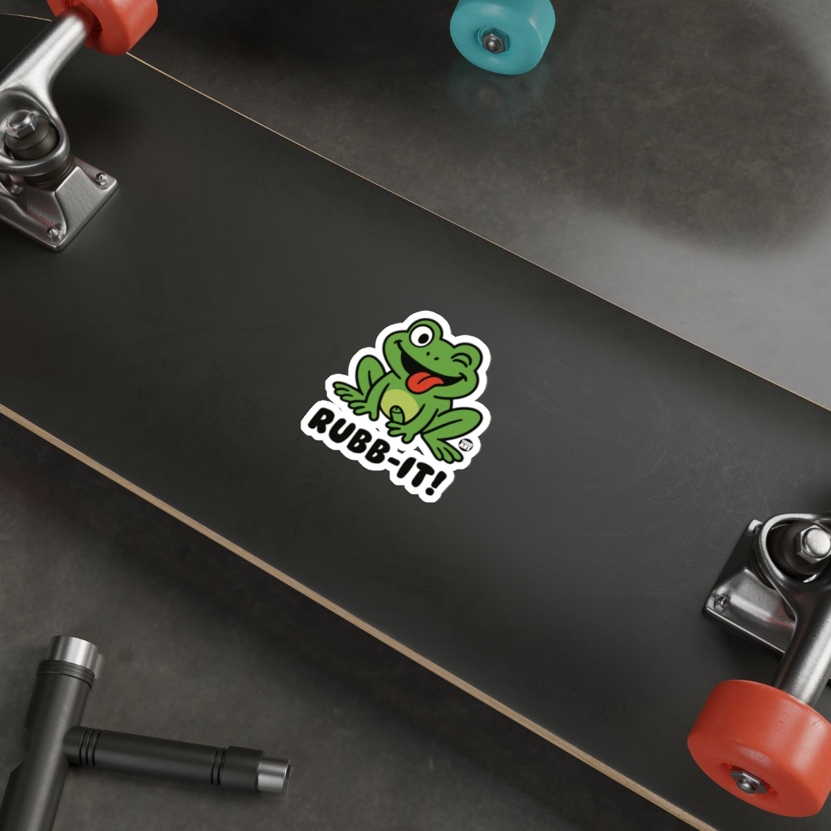 Cute Winking Frog Rubb-It Sticker Fun Design 