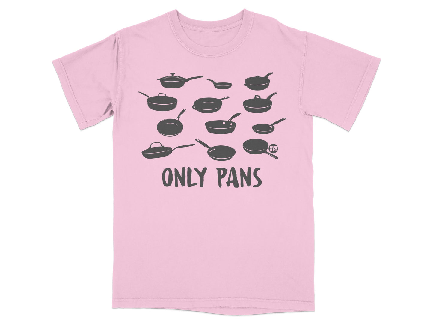 Pink ONLY PANS cooking illustration Todd Art product type