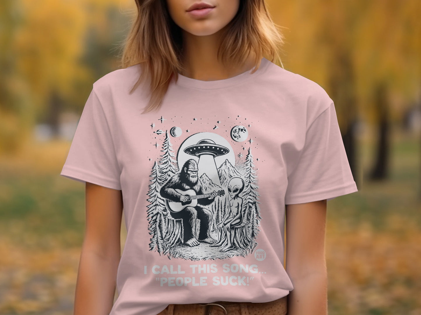 Funny Alien Sasquatch Guitar People Suck Shirt