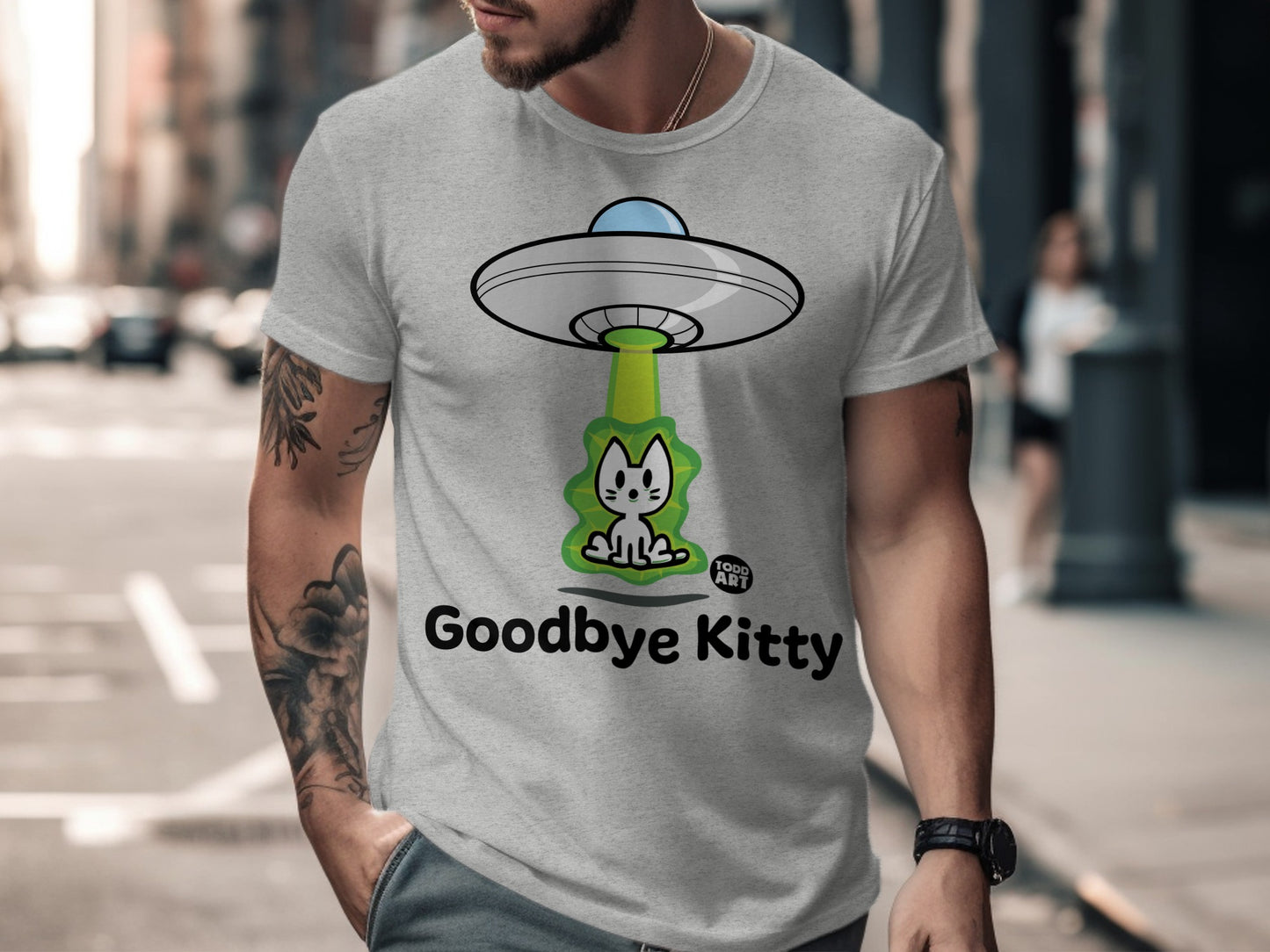Goodbye Kitty UFO Light Beam Graphic Shirt Product