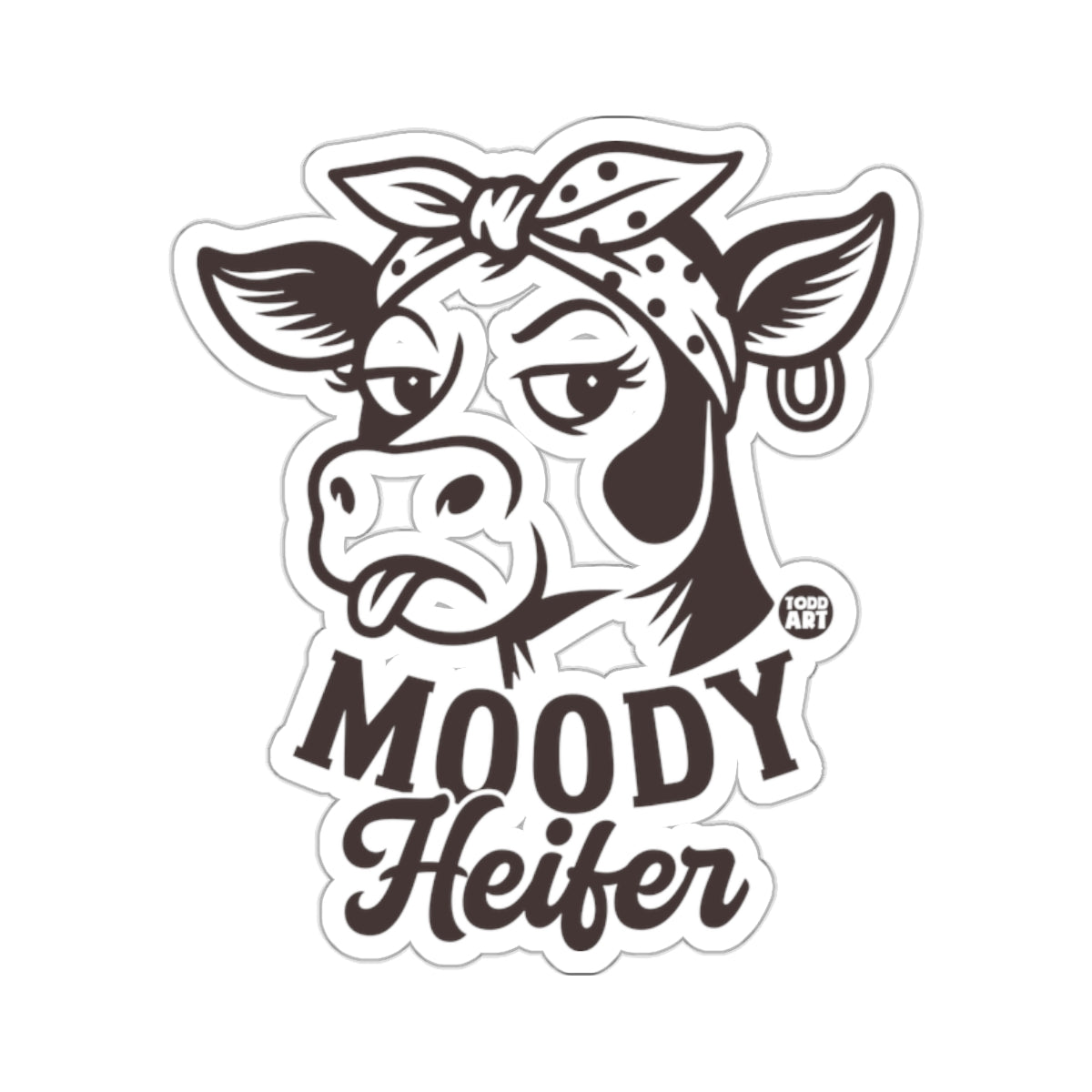 Moody Heifer Cow TODD ART Funny Farm Animal Illustration 