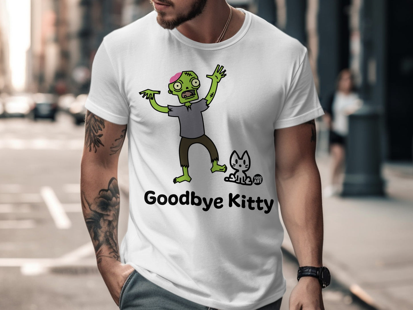 Goodbye Kitty Zombie Funny Graphic T-Shirt Product