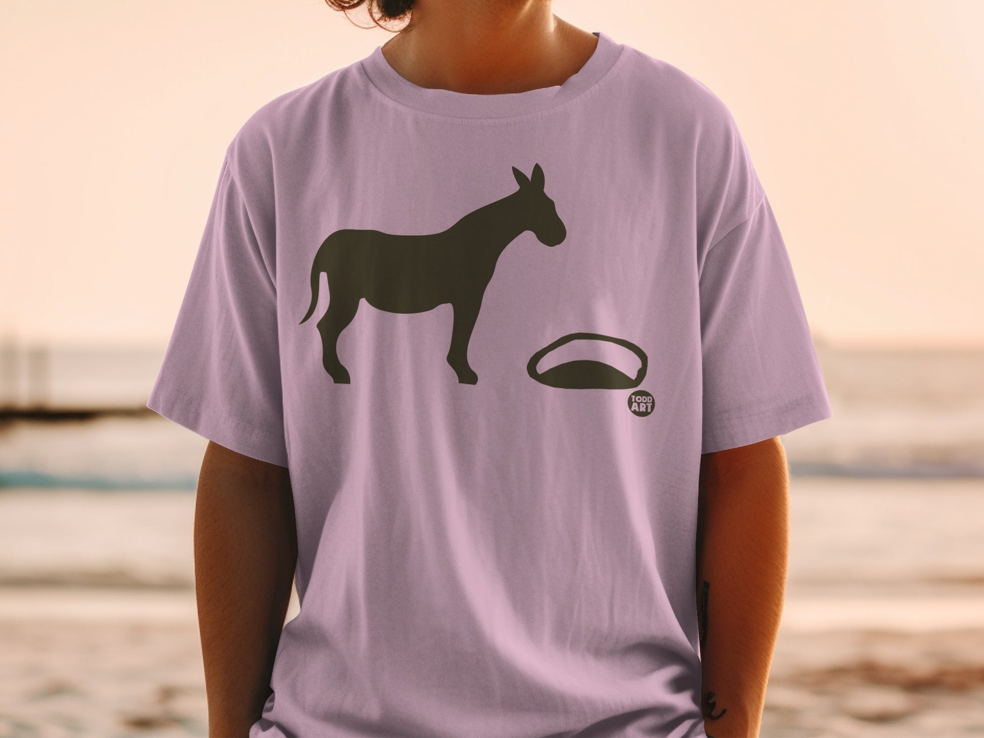 Purple Shirt with Donkey and Semi-Circle Design