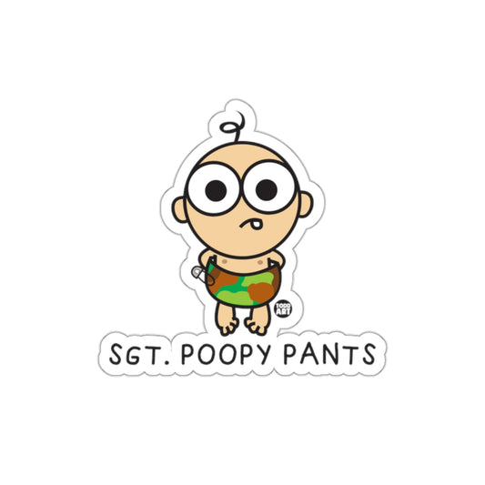 Sgt. Poopy Pants Sticker Adorable Cartoon Design