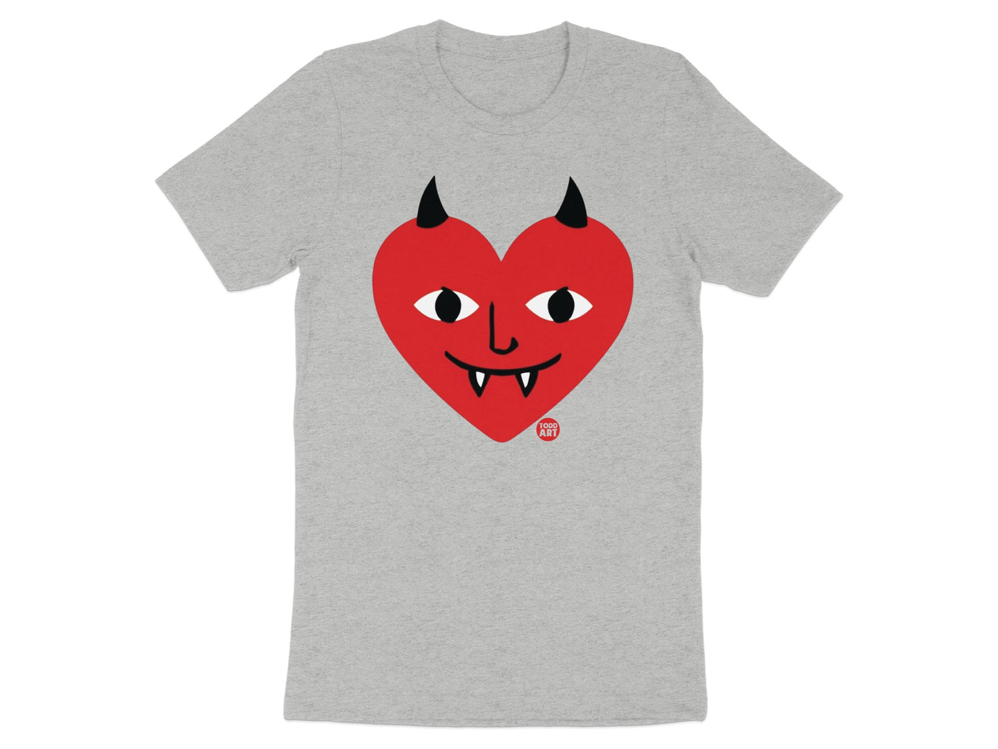 Cool Red Devil Heart Graphic Design Tee Shirt