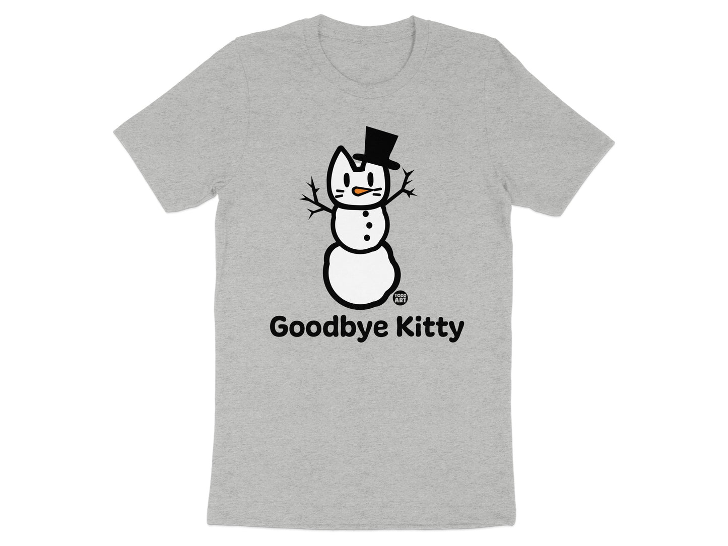 Goodbye Kitty Snowman T-Shirt with Top Hat Design