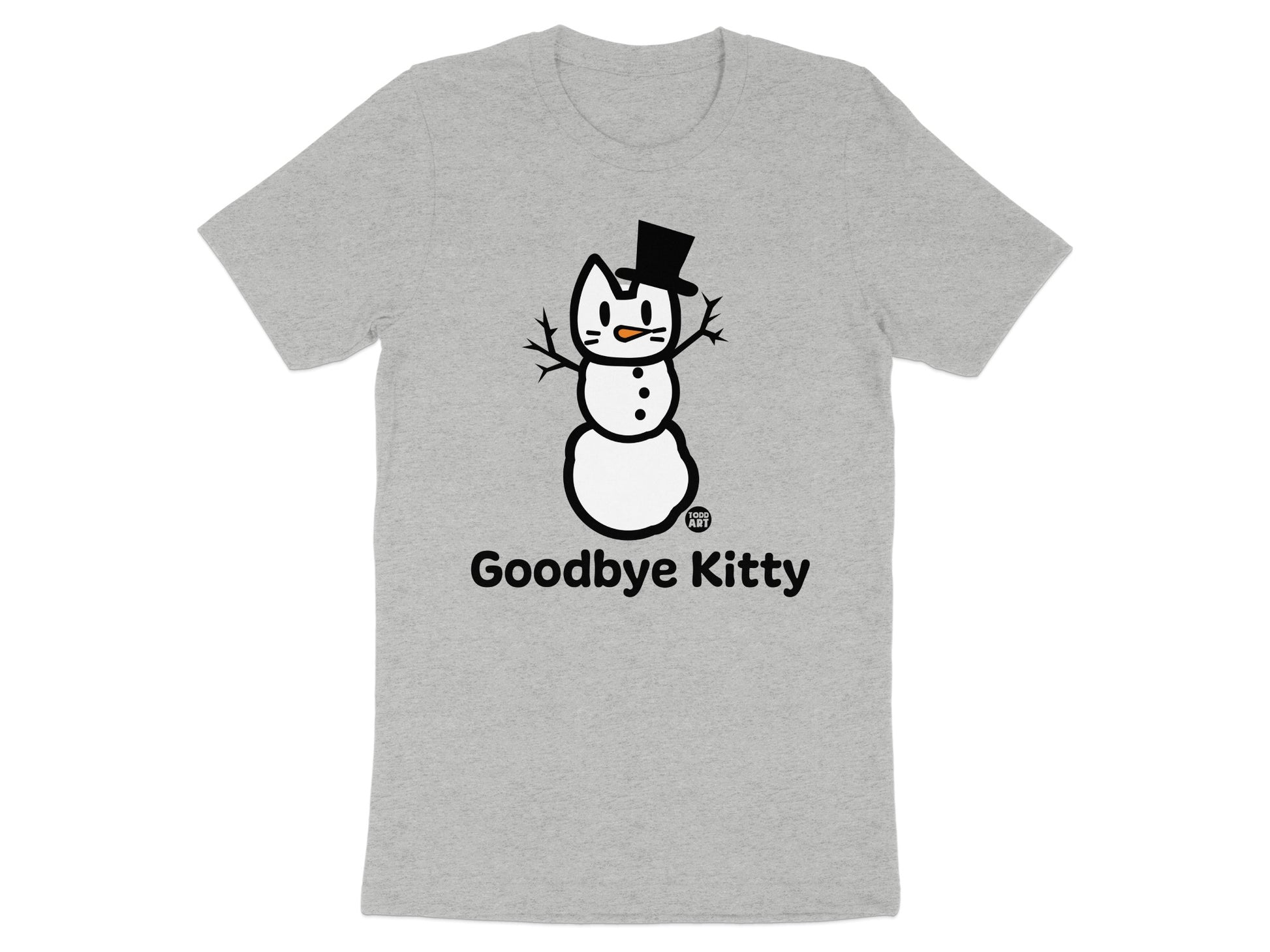 Goodbye Kitty Snowman T-Shirt with Top Hat Design