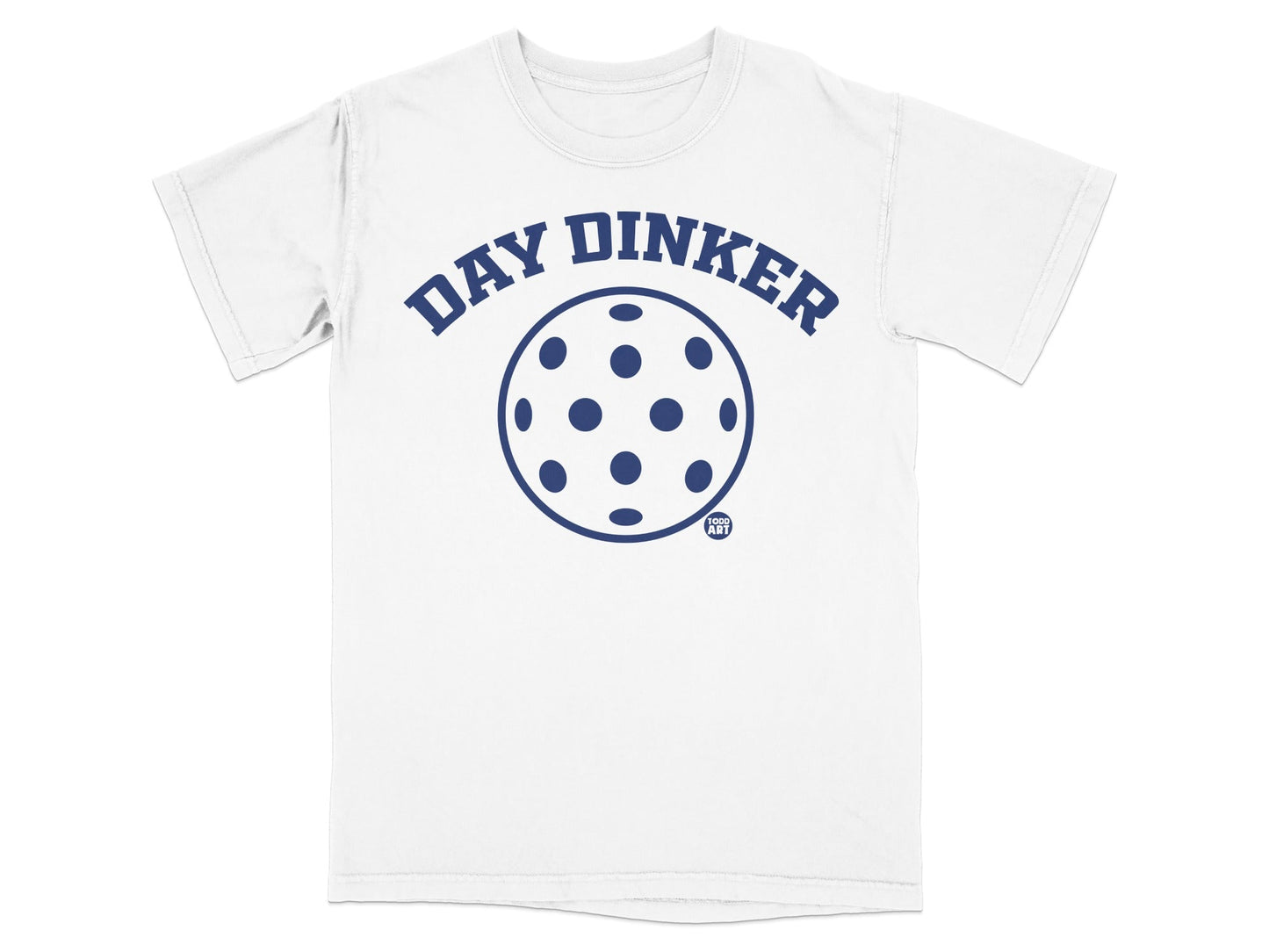 White t-shirt with "DAY DINKER" and a pickleball graphic.