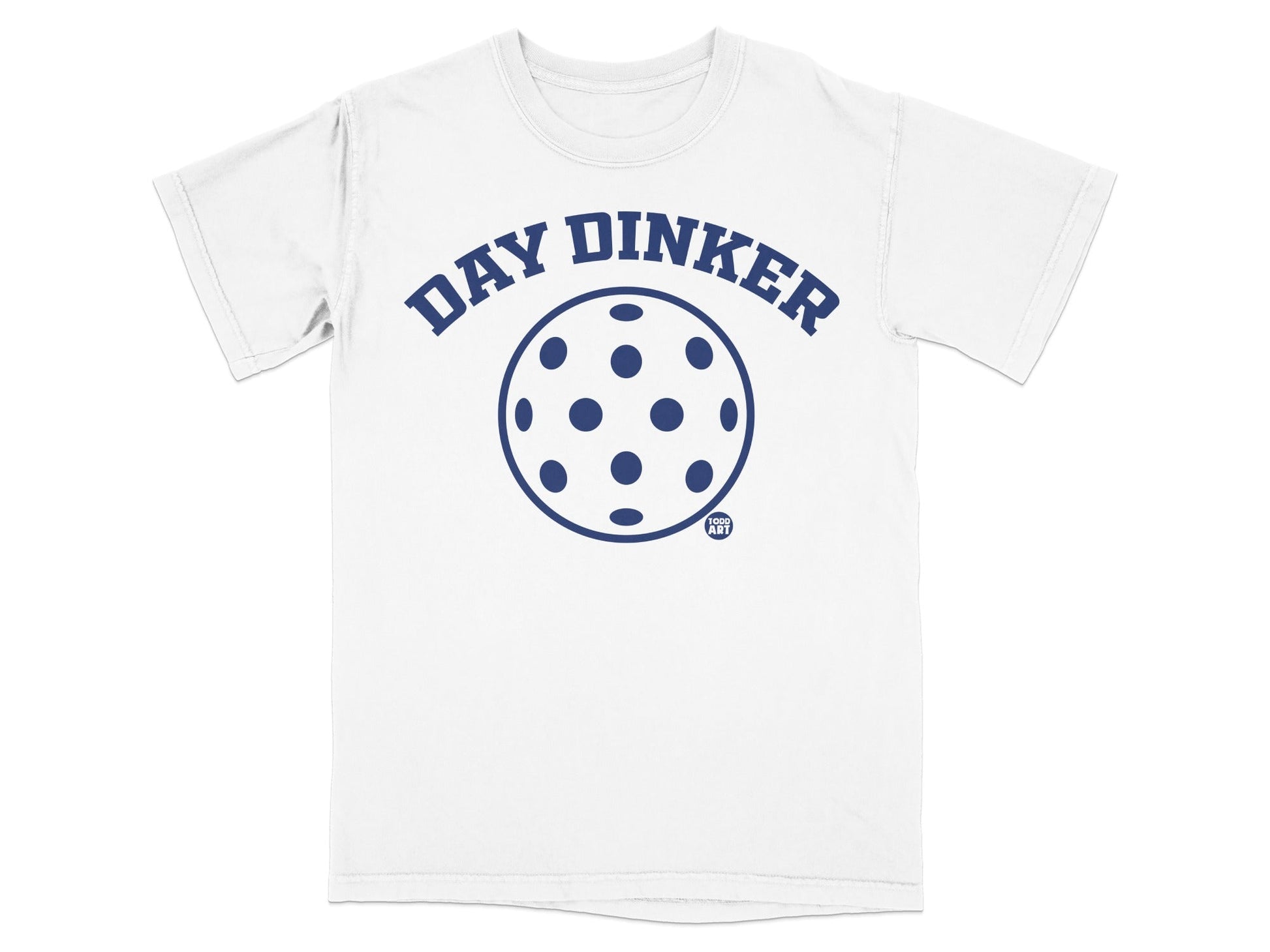 White t-shirt with "DAY DINKER" and a pickleball graphic.