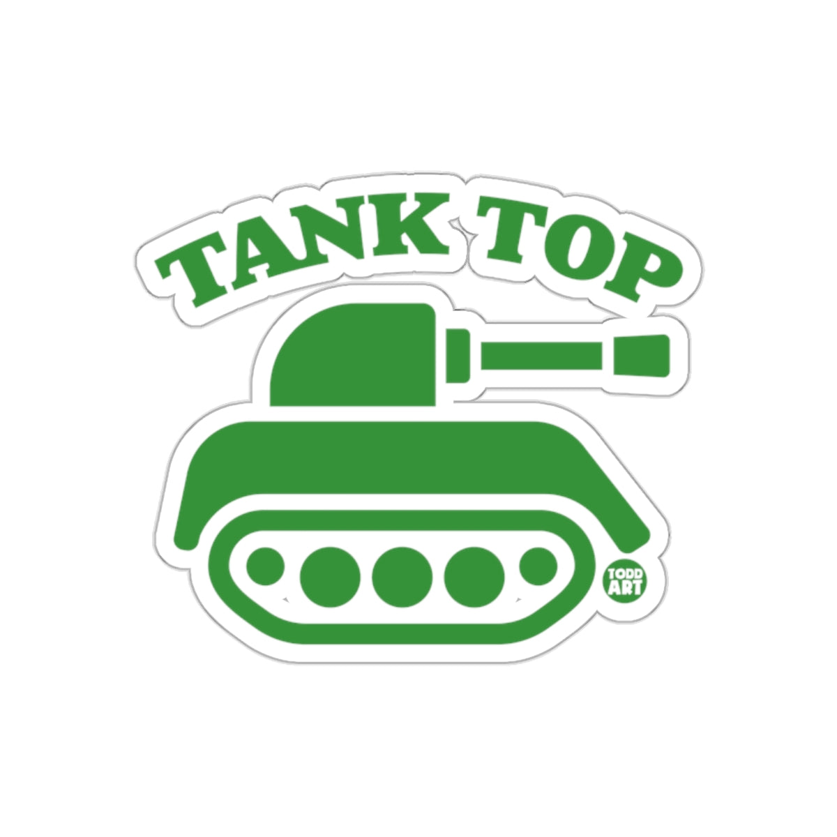 Tank Top Sticker with Green Tank Design