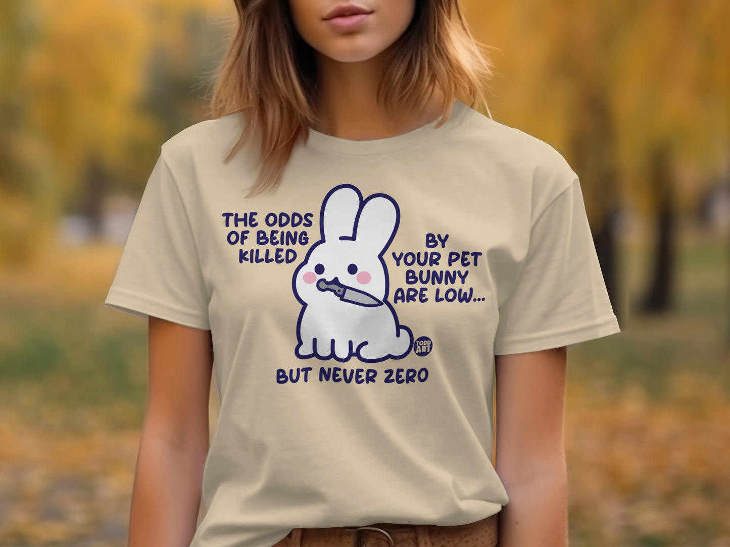 Humorous Pet Bunny Warning Printed T-Shirt