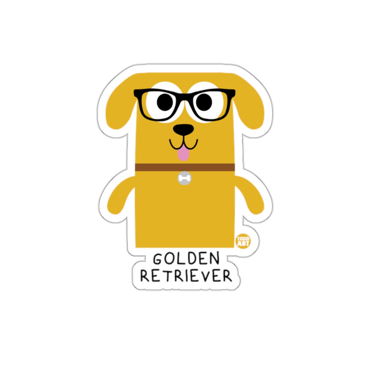 Cute Golden Retriever with Glasses Sticker Product