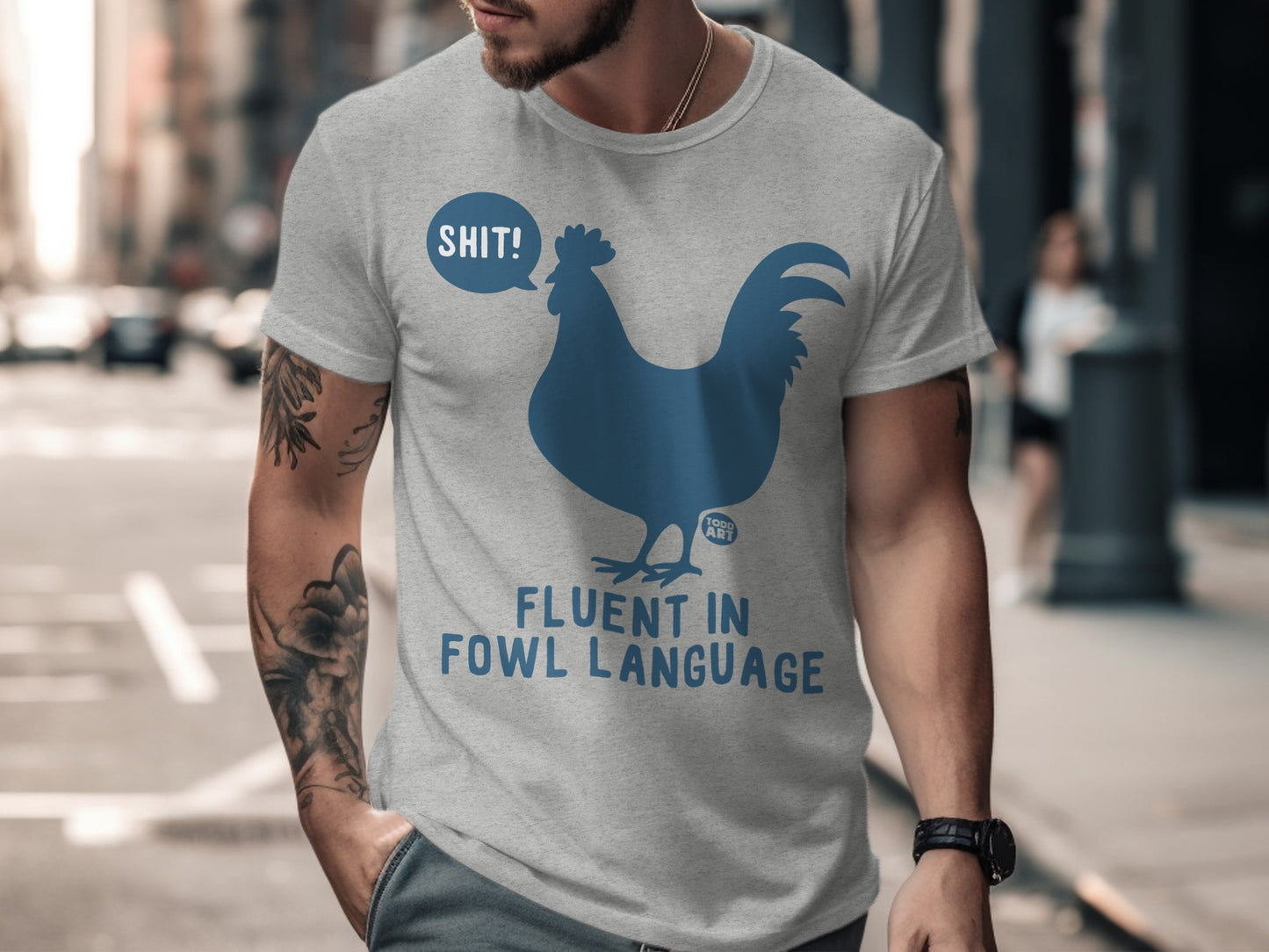 Fluent In Fowl Language Chicken Graphic Tee Shirt