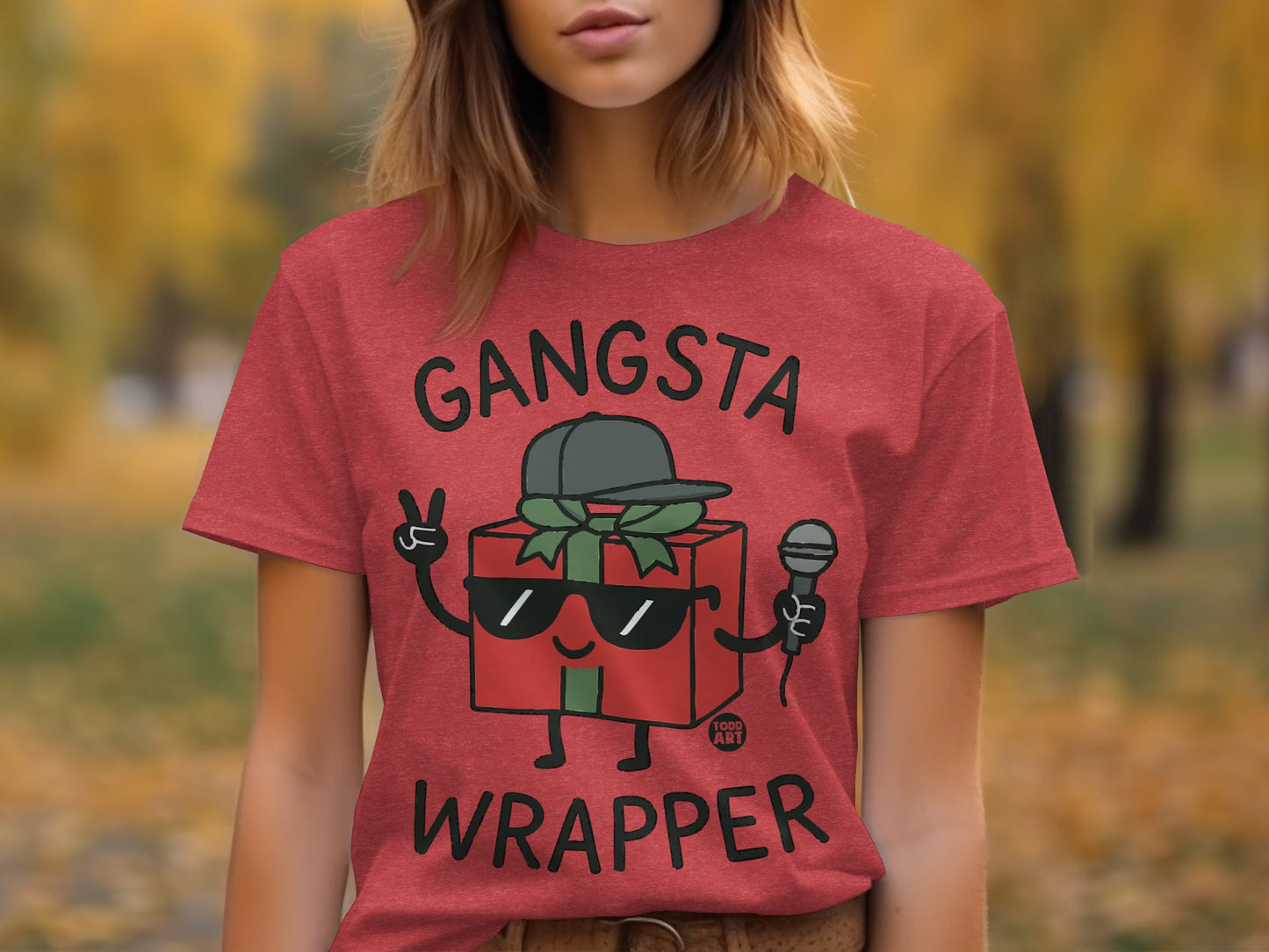 Gangsta Wrapper Funny Holiday Graphic T-Shirt