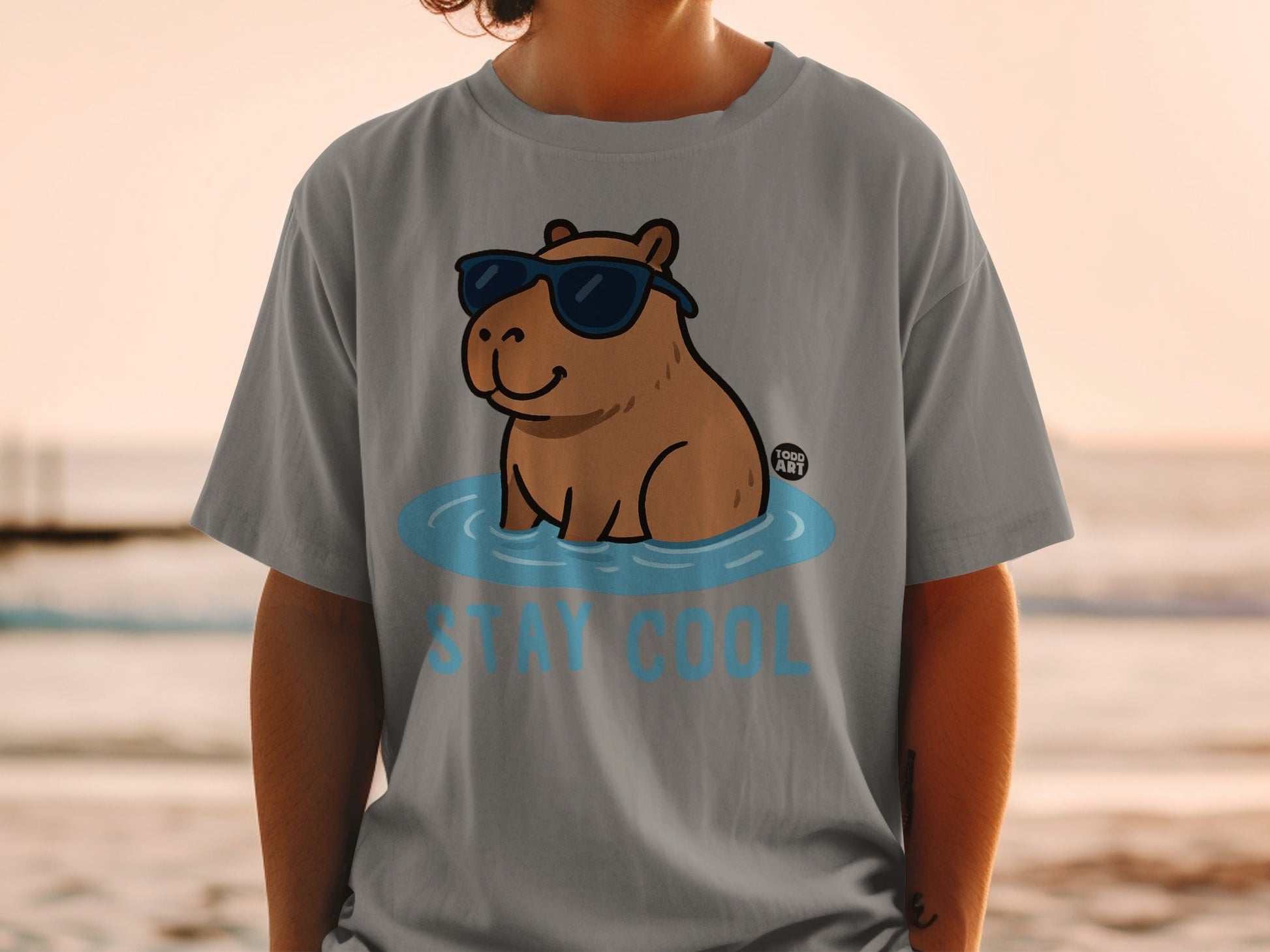 Stay Cool Hippo with Sunglasses Graphic T-Shirt