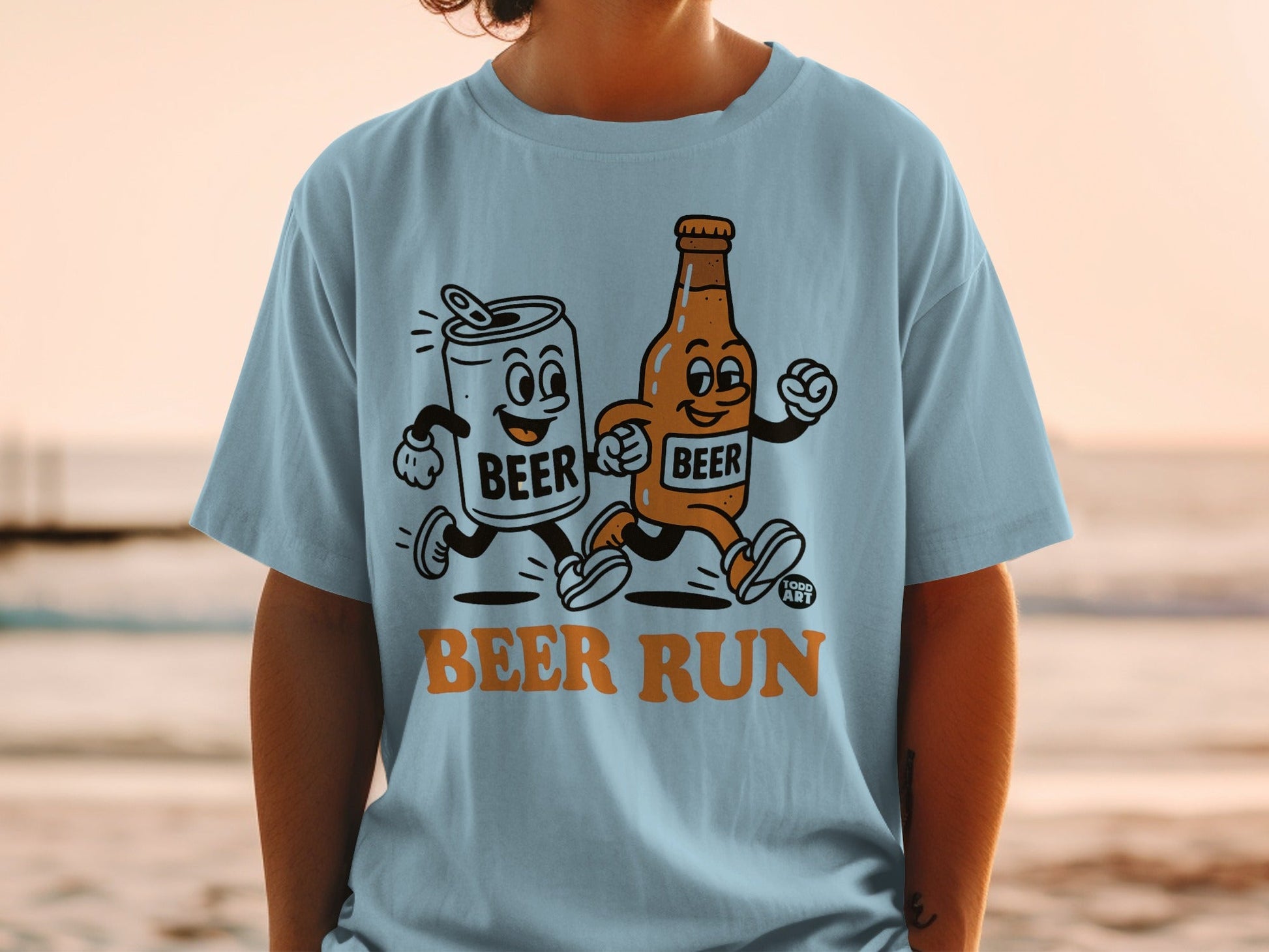 Retro Style Beer Run Graphic T-shirt For Beer Lovers