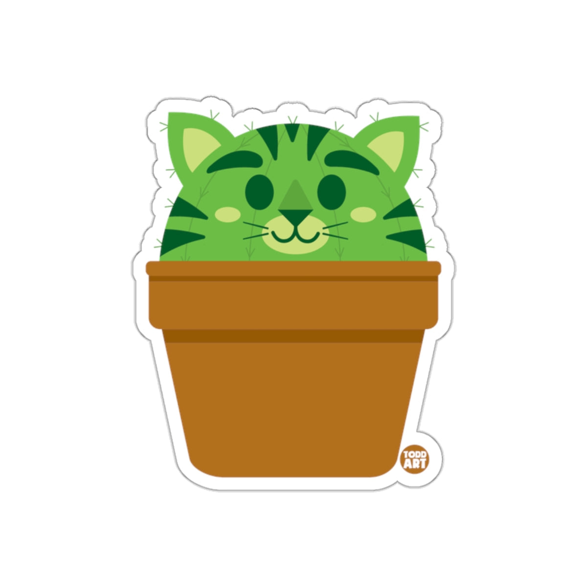 Cute Cactus Cat in a Pot Sticker Gardening Decor