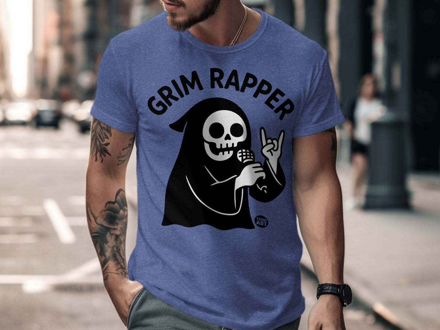 Grim Rapper Skeleton Graphic Men's T-Shirt