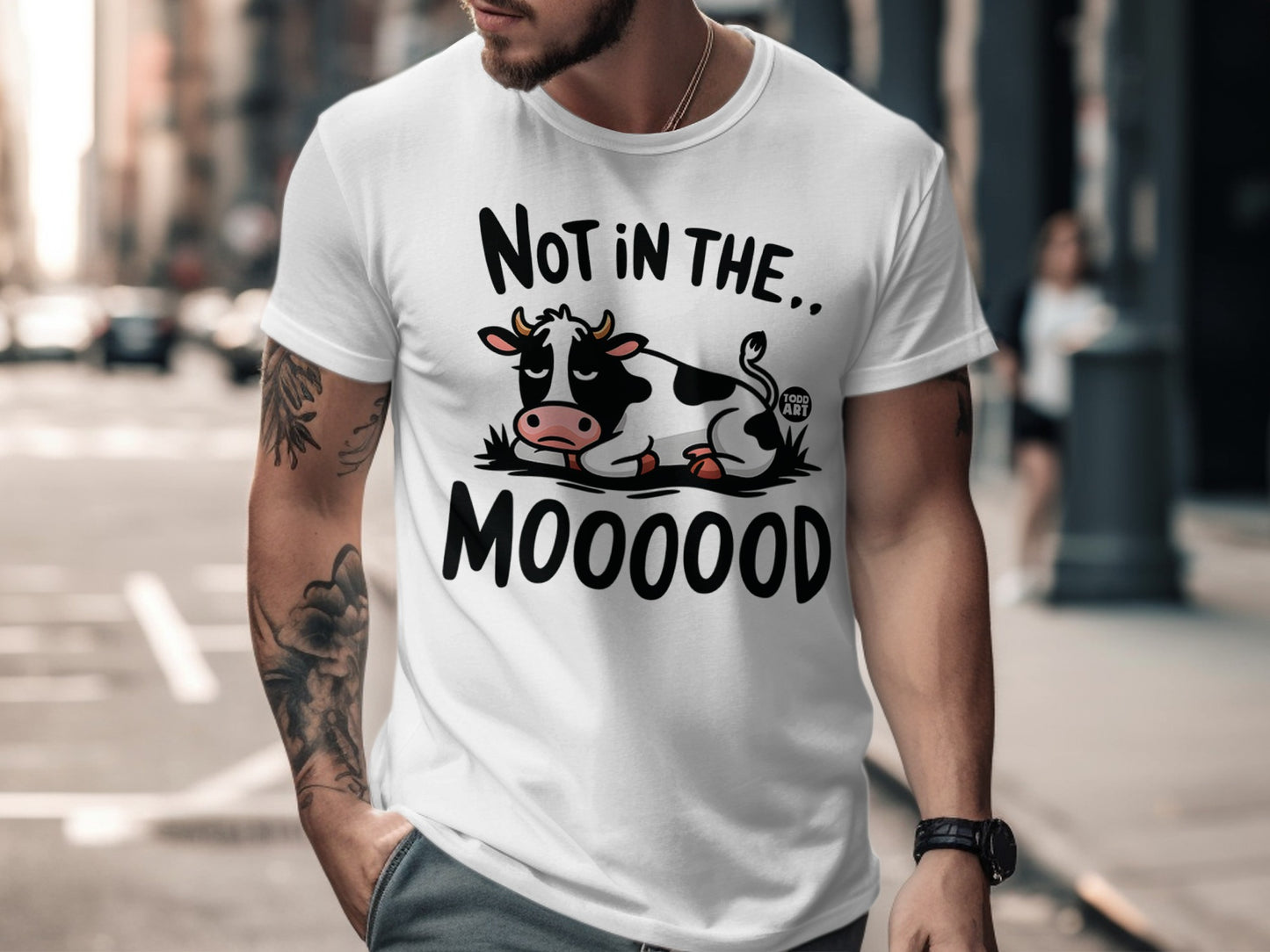 Not In The Mooood Funny Cow Graphic Tee Shirt Product