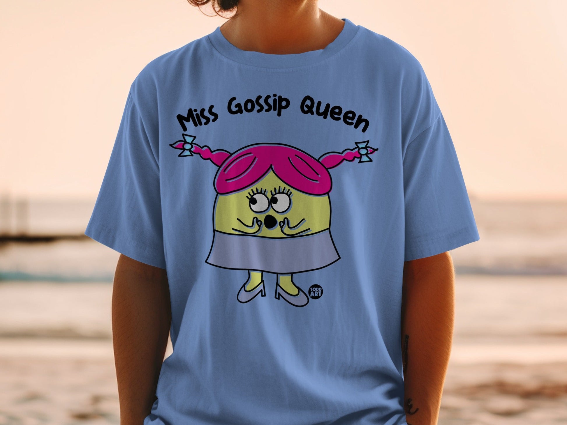 Miss Gossip Queen Cute Cartoon Graphic T-Shirt