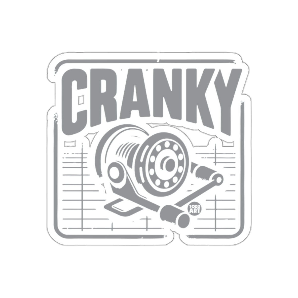 Cranky Todd Art Fishing Reel Design Unique sticker