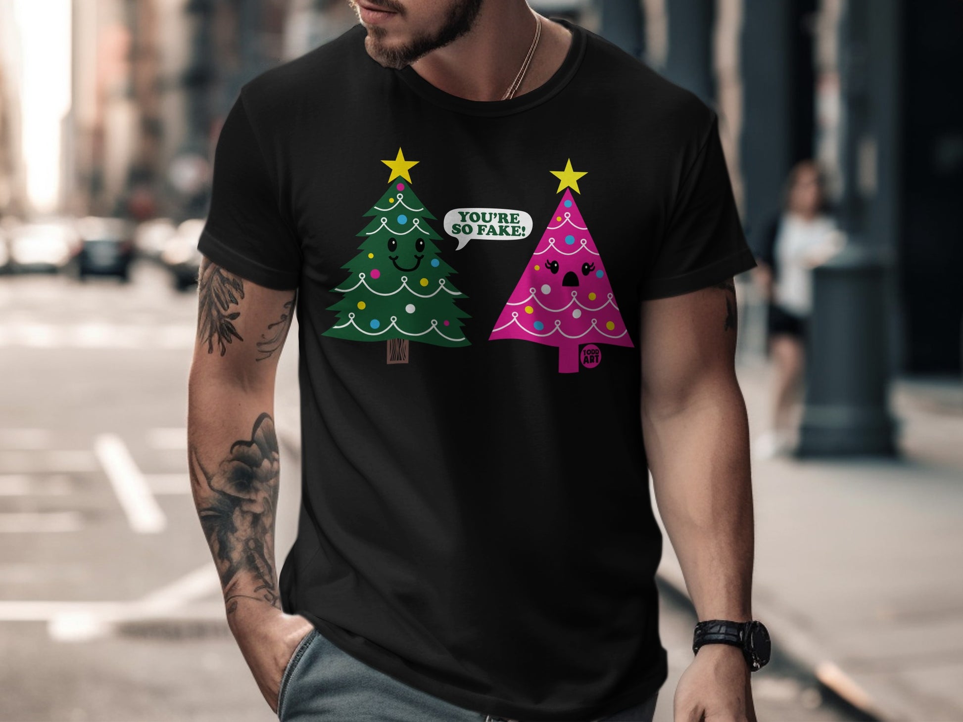 You're So Fake Funny Christmas Tree Graphic T-shirt