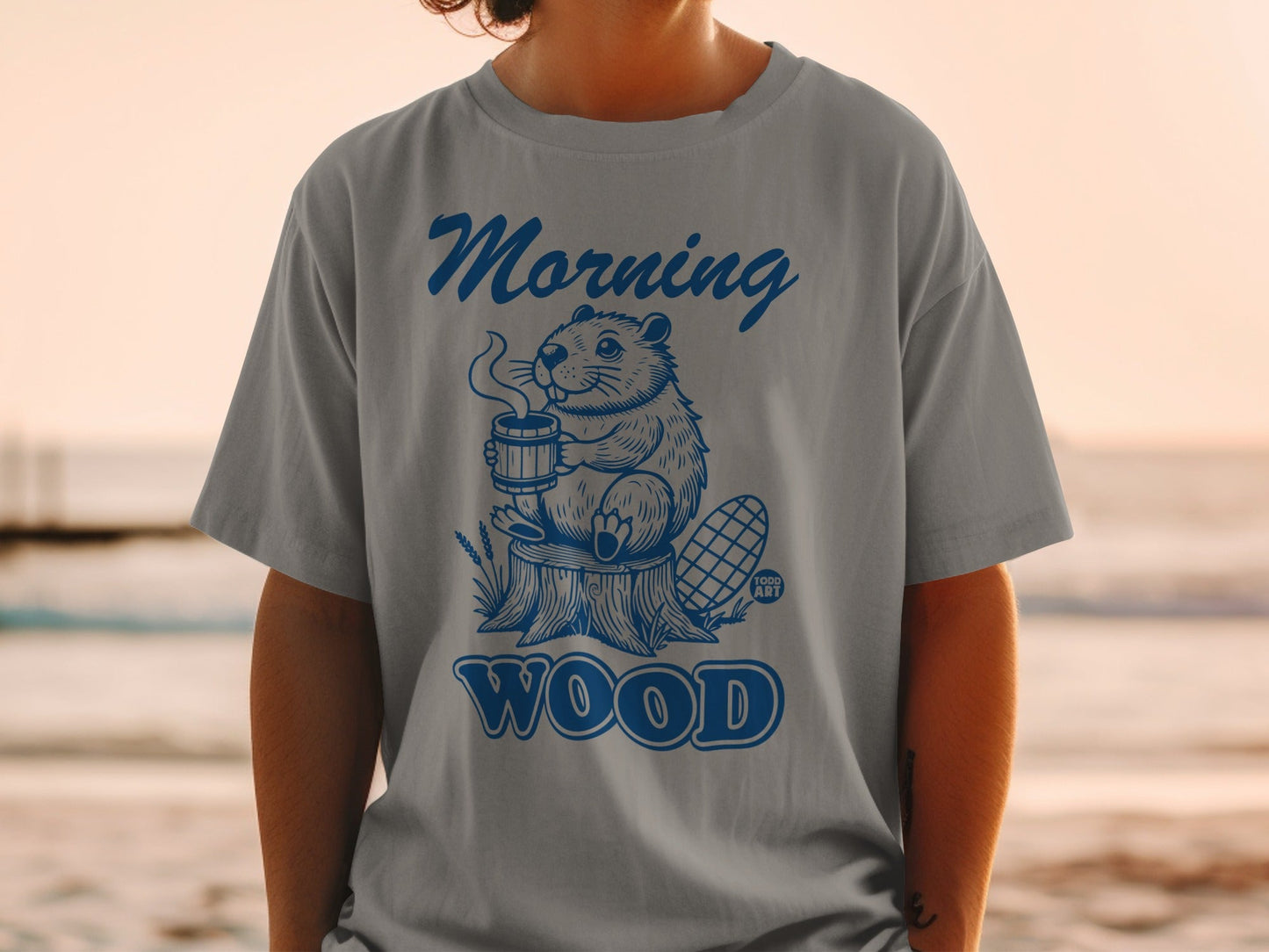Morning Wood Beaver Graphic T-Shirt Casual Wear