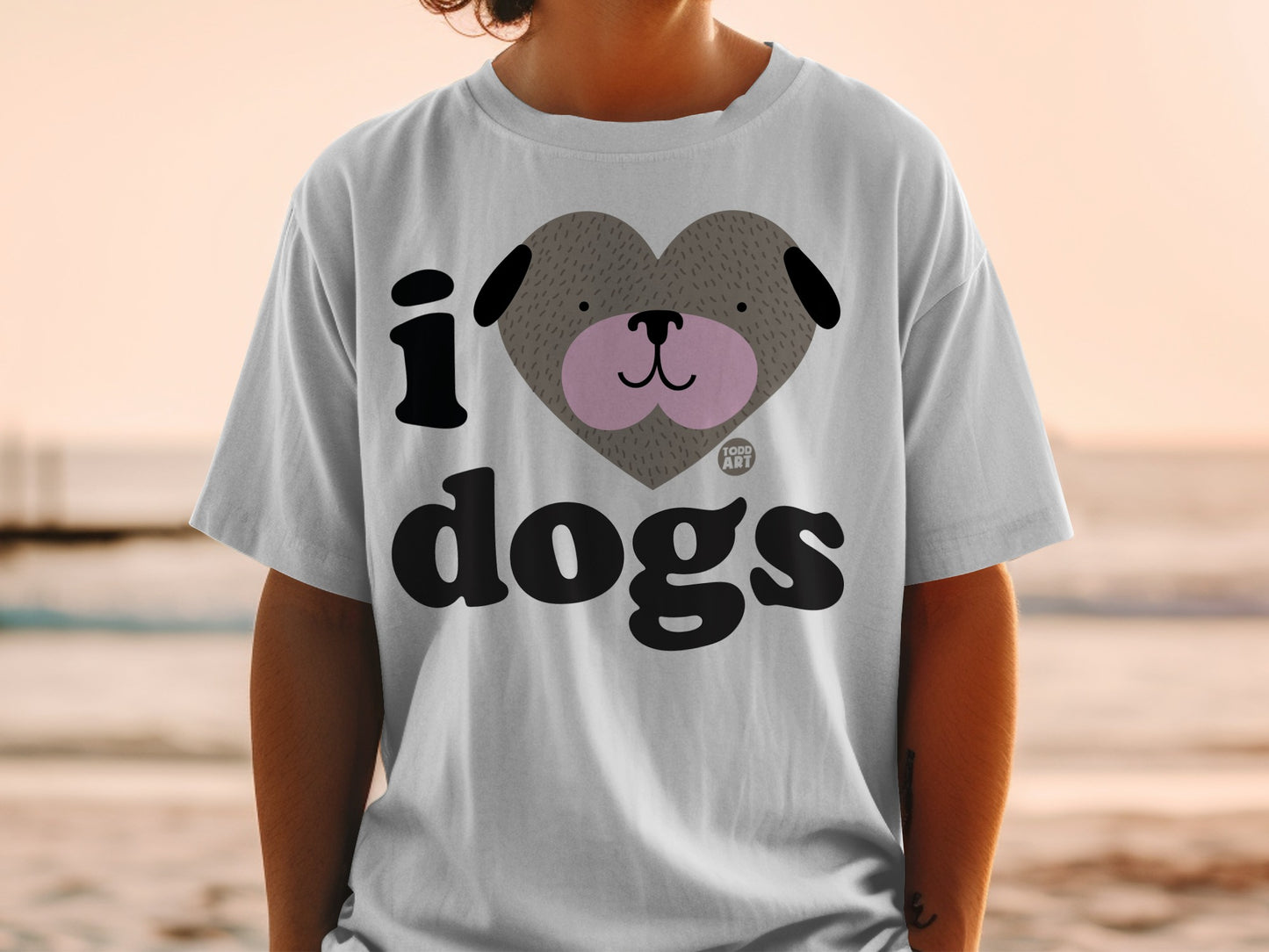 I Love Dogs Heart Design Graphic Tee Perfect Gift