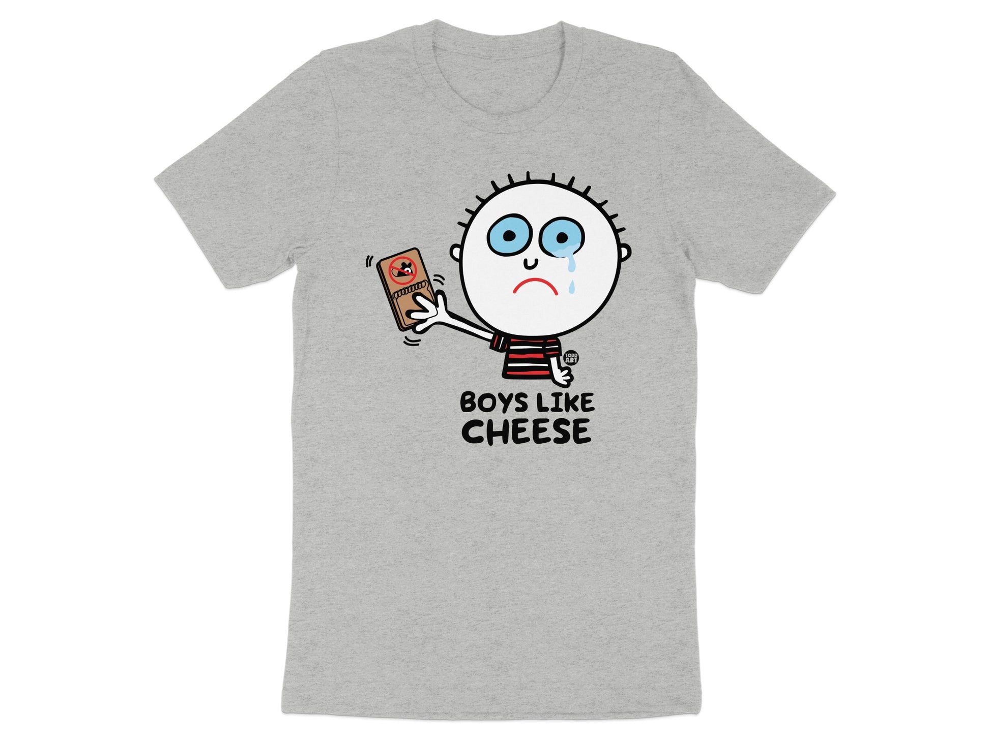 Boys Like Cheese with Sad Cartoon Graphic Shirt
