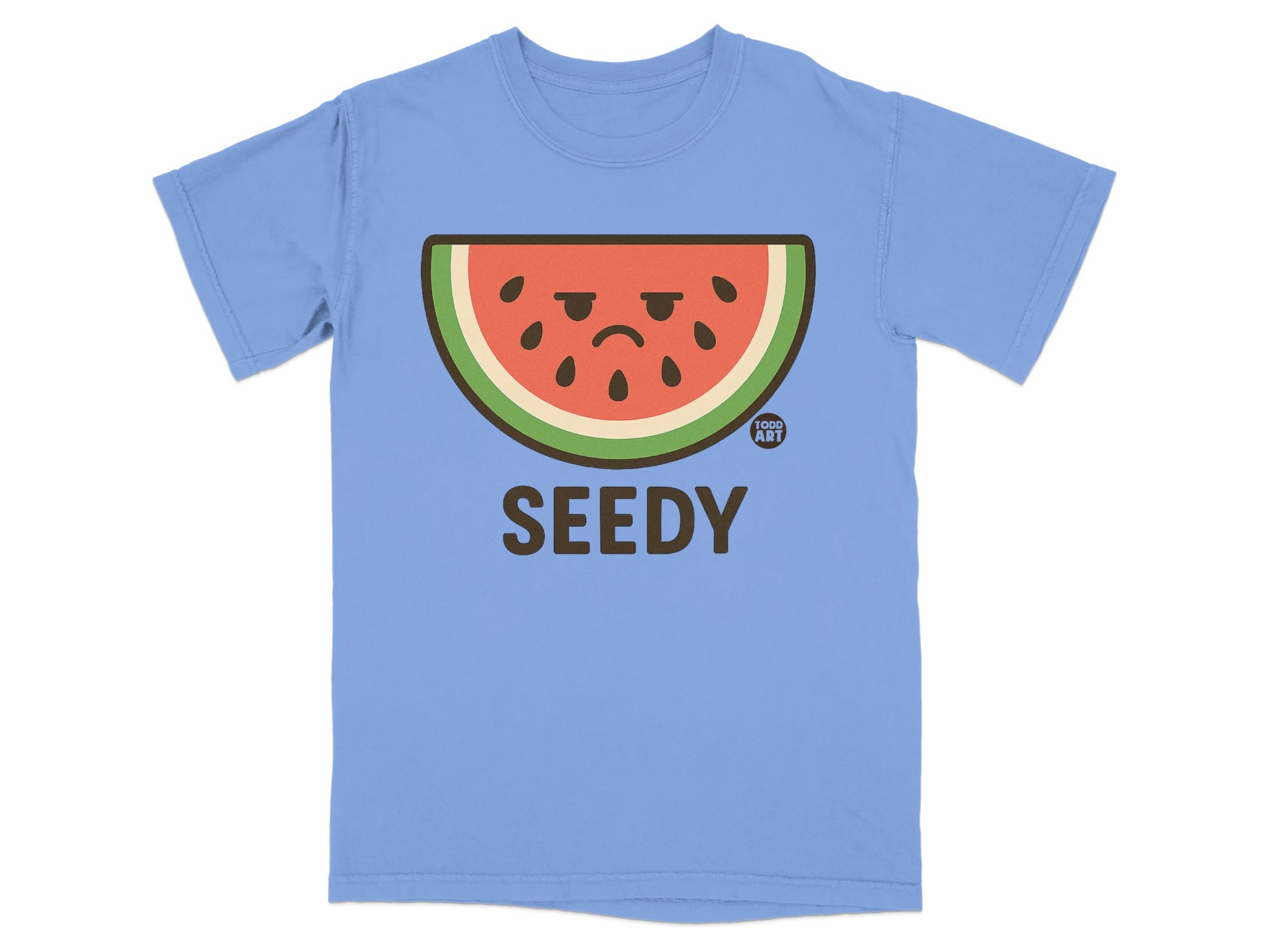 Angry Watermelon Slice Seedy Cartoon Graphic Blue product type