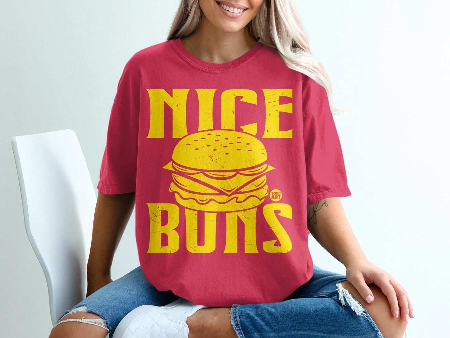 Nice Buns Hamburger Design Graphic T-shirt