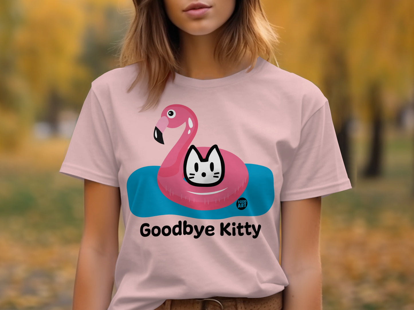 Goodbye Kitty Flamingo Graphic T-Shirt