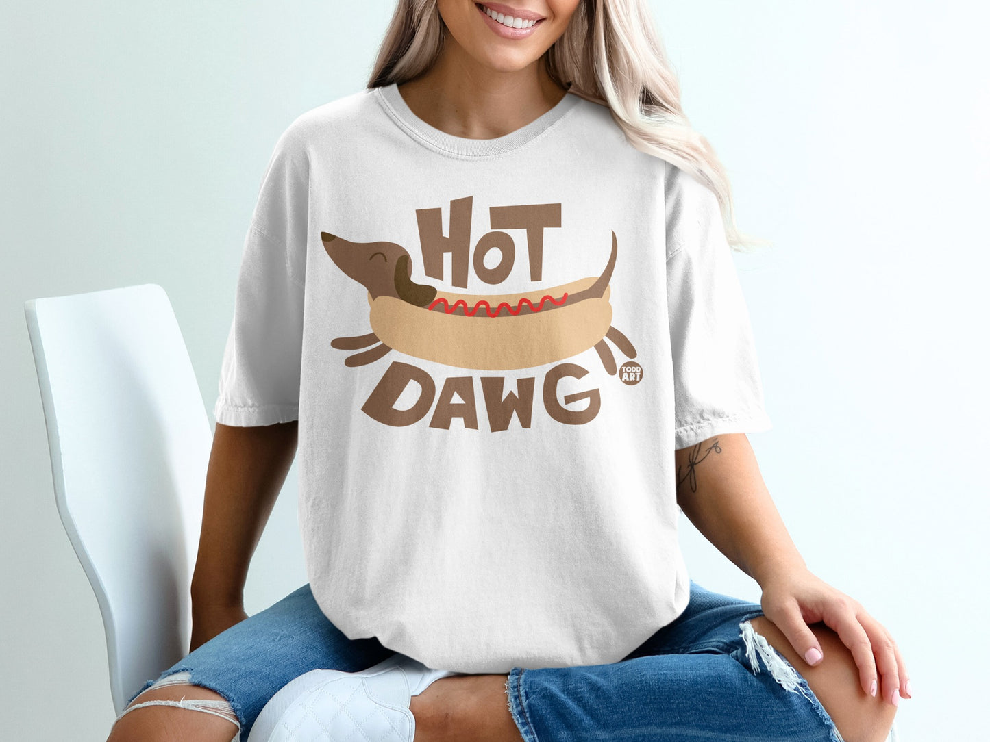 Hot Dawg Dachshund Graphic Tee Cute Dog Lover Shirt
