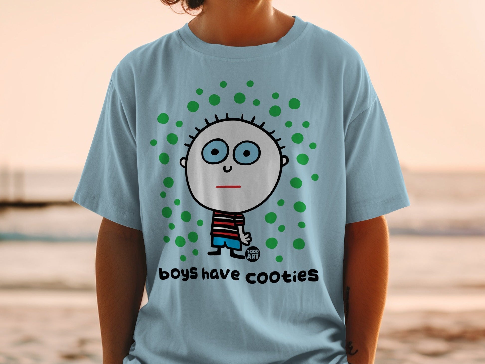 Boys Have Cooties Cartoon Print T-Shirt