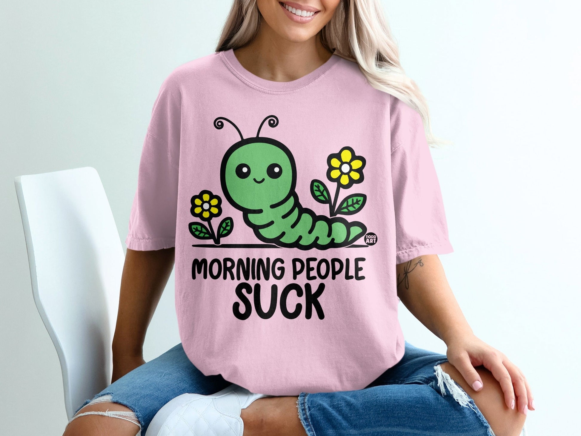 Morning People Suck Caterpillar Graphic Shirt