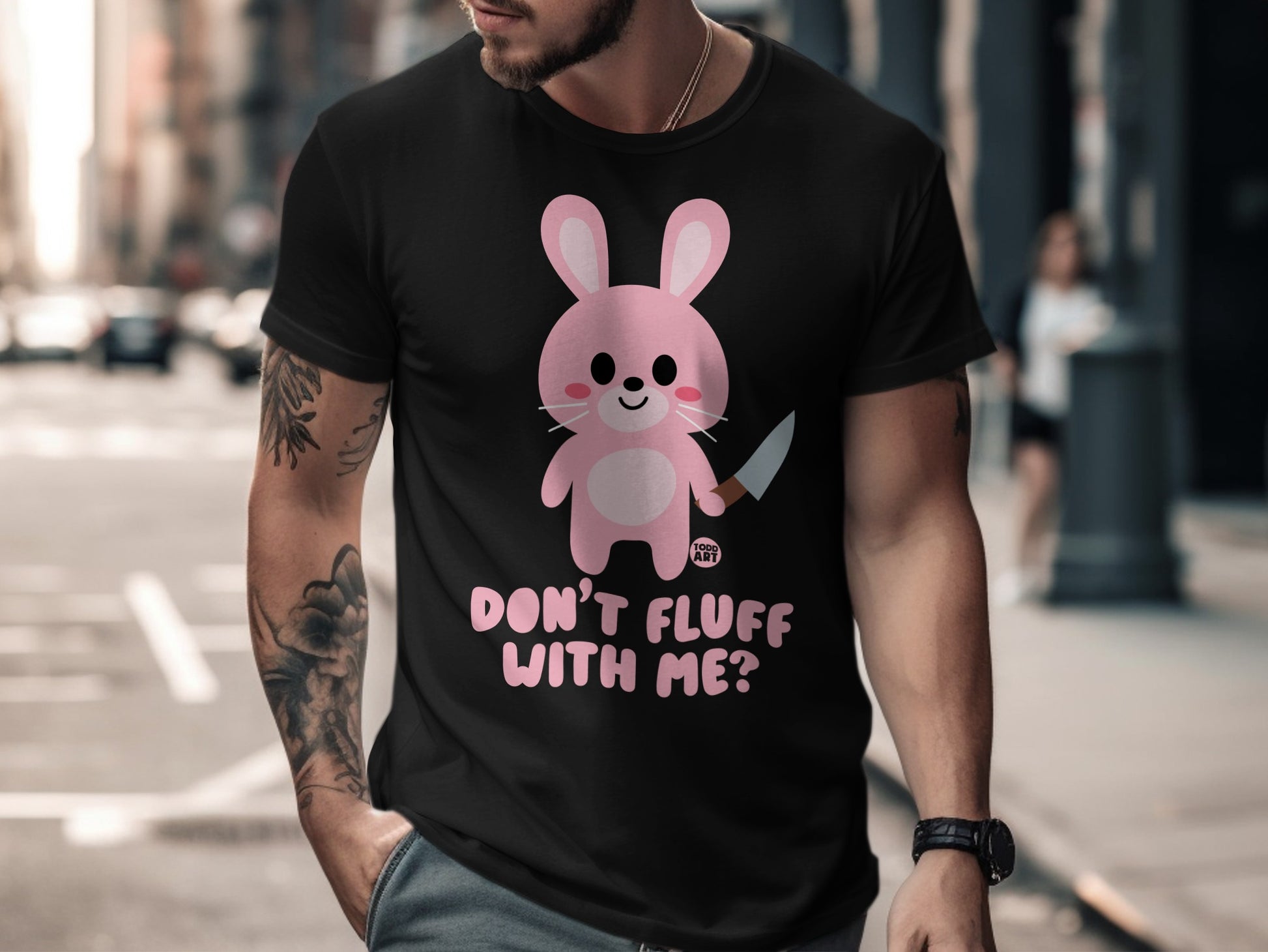 Don't Fluff With Me Cute Bunny Graphic T-Shirt