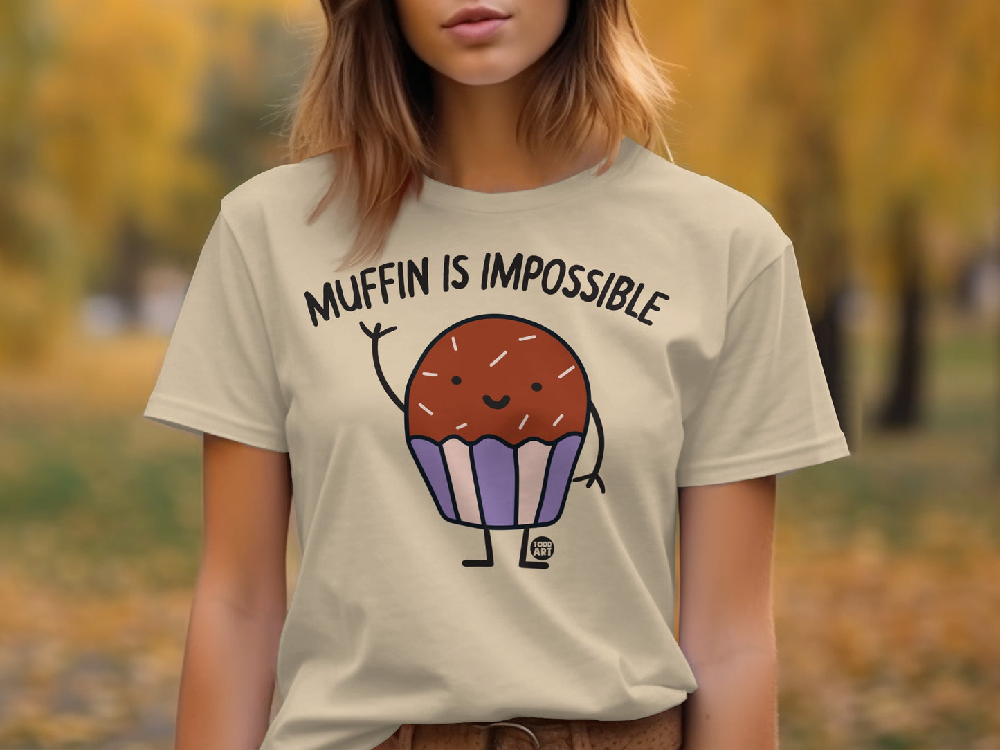 Muffin Is Impossible Cute Cartoon Graphic Tee Shirt