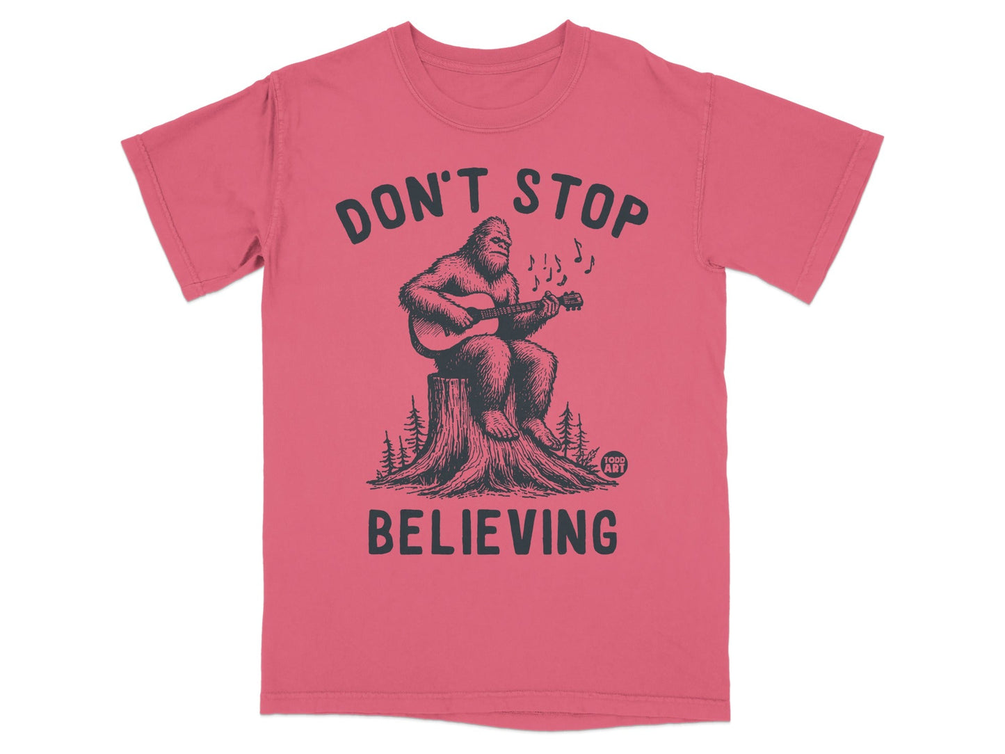 Don't Stop Believing Bigfoot Playing Guitar T-shirt