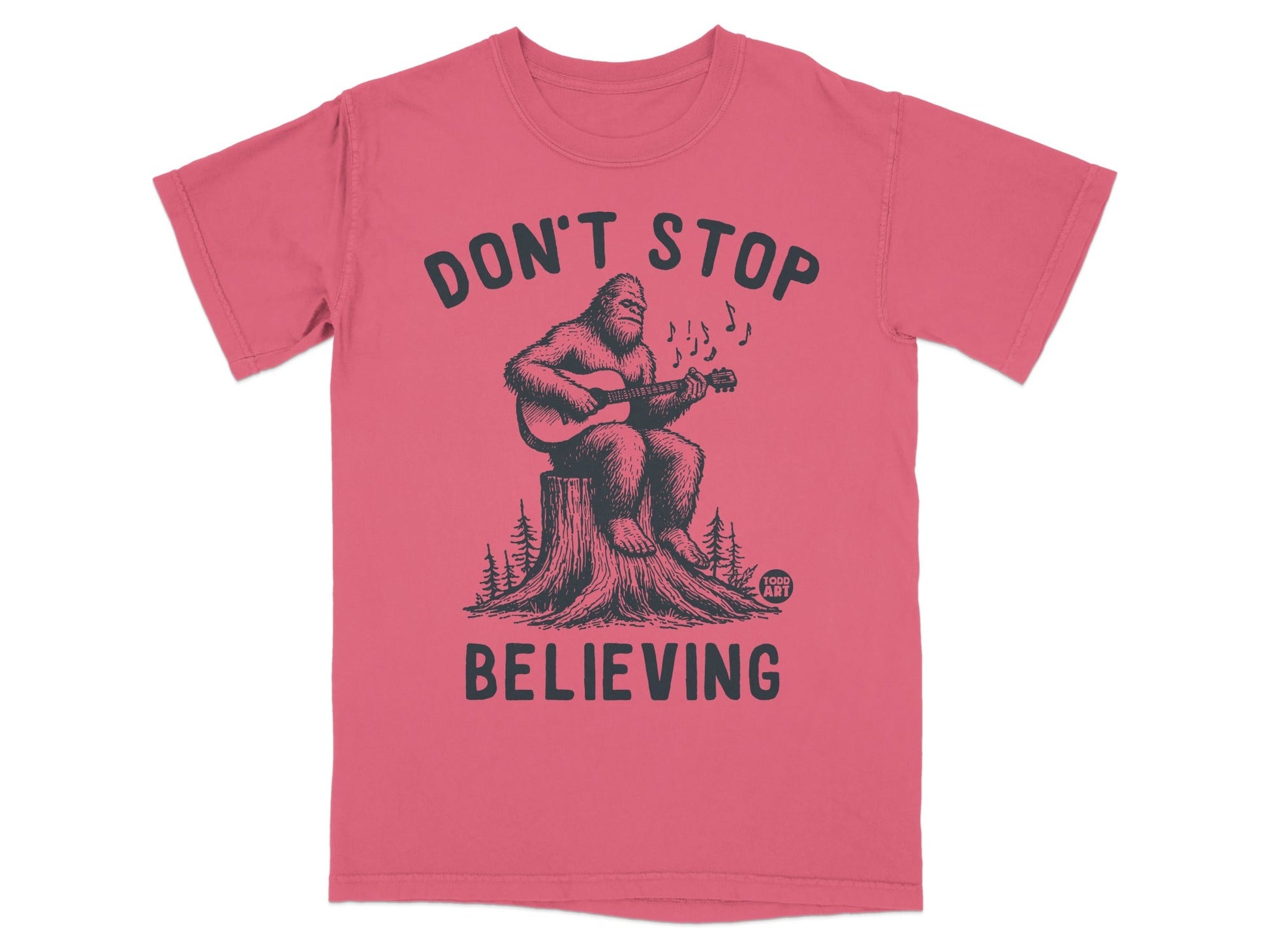 Don't Stop Believing Bigfoot Playing Guitar T-shirt