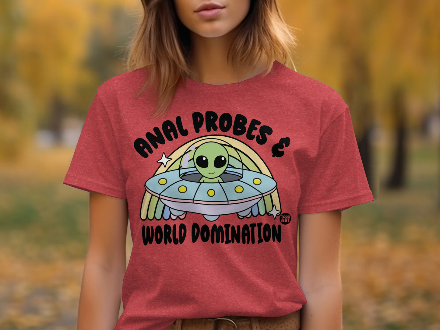 Alien Cartoon World Domination and Probes T-shirt